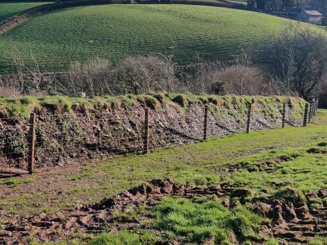 Devon bank and fencing installation.