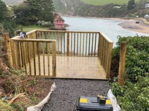 Timber viewing platform overlooking the river at Bantham
