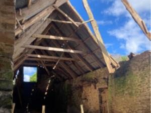 Old barn undergoing roof renovations