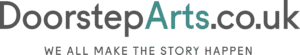 Logo: Doorstep Arts with website doorsteparts.co.uk with wording below 'We all make the story happen'