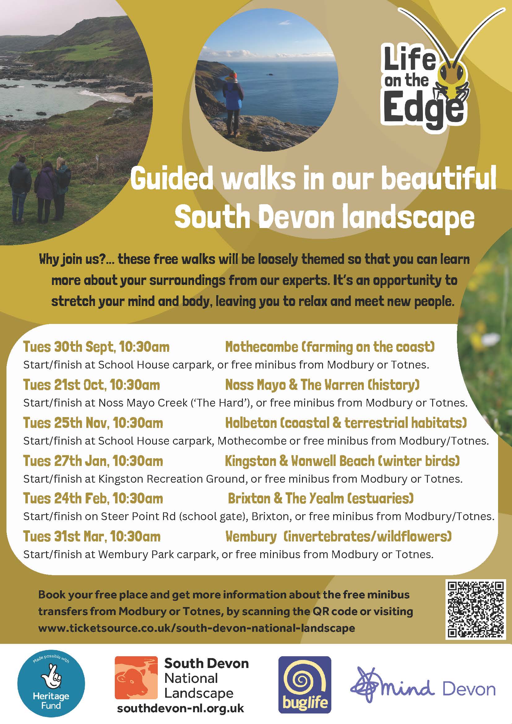 Flyer for Life on the Edge series of walks Sep 2025 to Mar 2026
