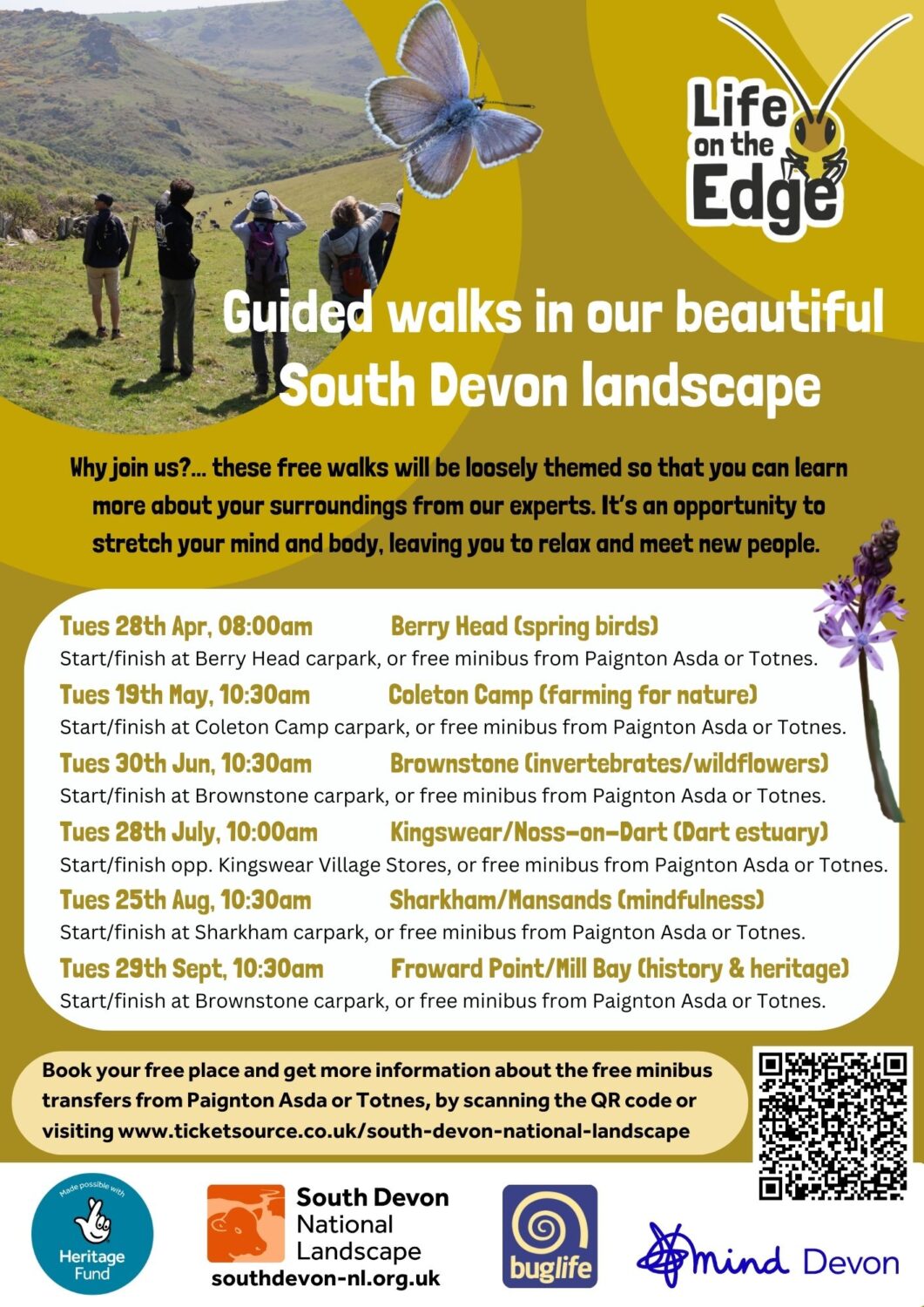 Flyer for Life on the Edge series of walks April 2026 to Sept 2026