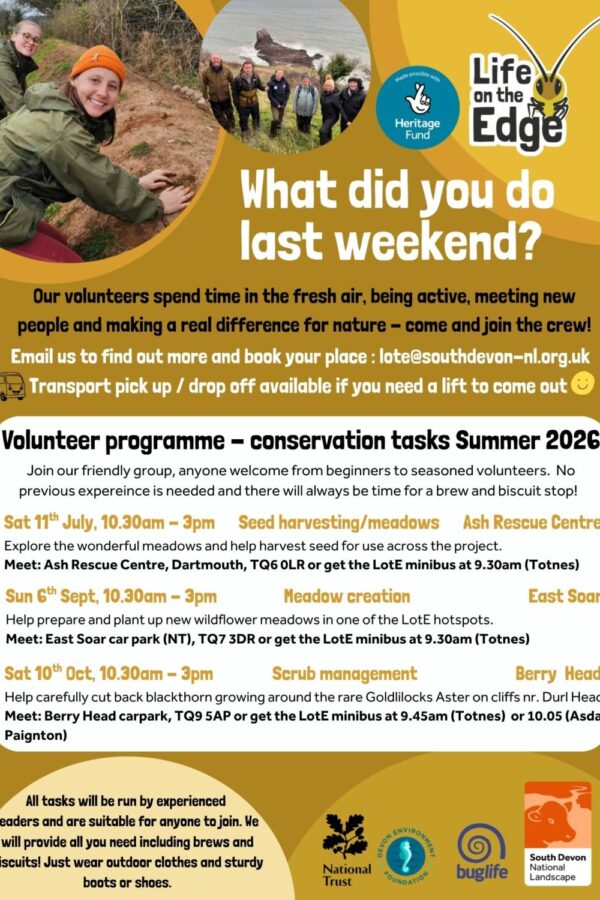 Poster of the Summer 2026 volunteer programme conservation tasks dates.