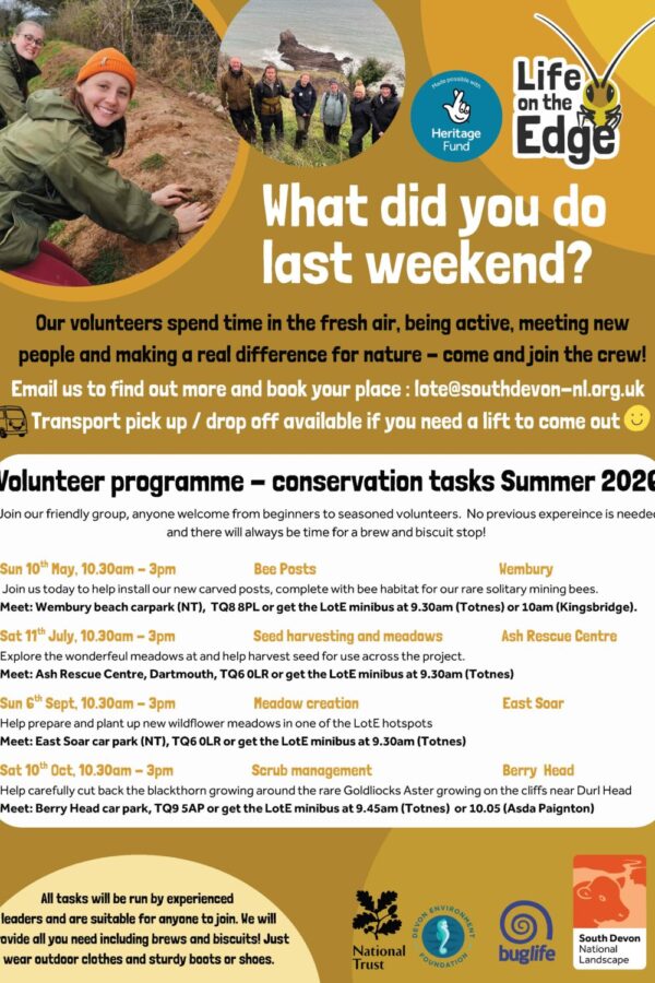 Poster of the Summer 2026 volunteer programme conservation tasks dates.